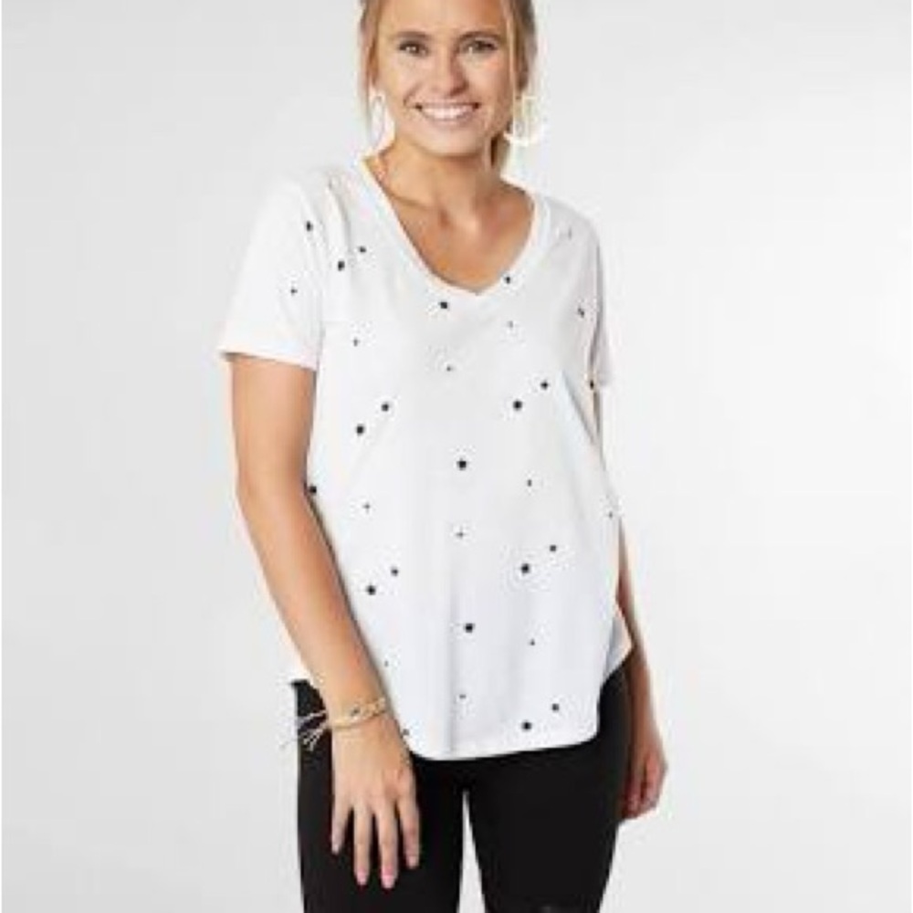Z Supply Fitted White and Black Short Sleeve Tee